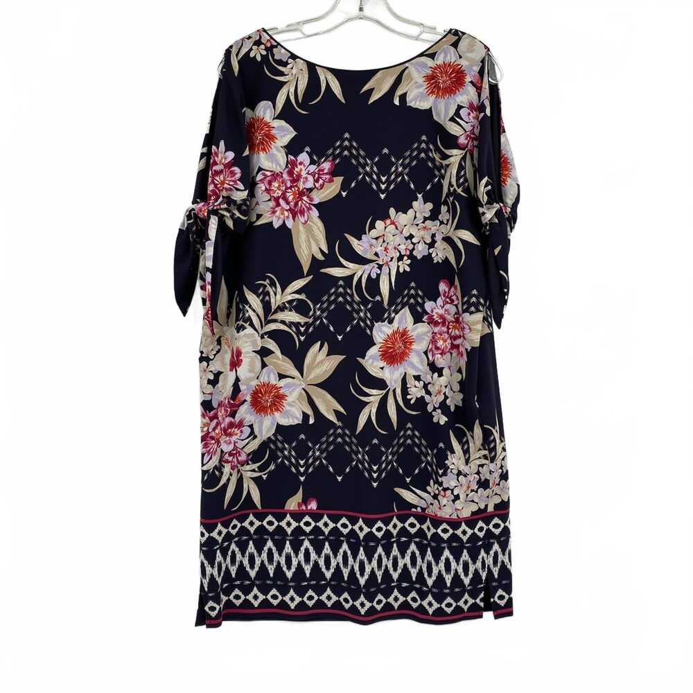 Vince Camuto Blue Beige Floral Cold Shoulder Mini Dress | Womens 8
